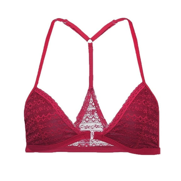 Lolmot Everyday Comfort Lace Racerback Bra, Demi Cup, Front Close, Smoothing, Lightly Lined,Triangle Lace Racerback Bra