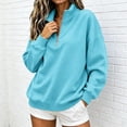 thumbnail image 5 of Horkkom Quarter Zip Pullover Women Casual Loose Soft Tops Oversized Fall Winter Sweatshirt M, Gifts for Women, 5 of 6