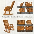 thumbnail image 4 of Fortune Candy Wooden Patio Rocking Chair, Heavy Duty 600 lbs, for Outdoor and Indoor, Brown, 4 of 6