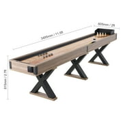 KFFKFF Shuffleboard and Bowling Table, 11.5 ft, Dual-Use Design for Game Rooms, Durable with Scratch-Resistant Surface, Includes Legs, 8 Pucks, Bowling Pins, Wax, and Brush