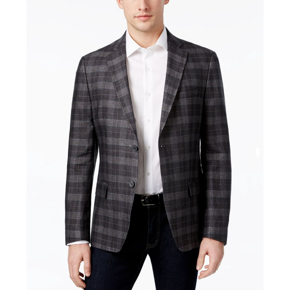 Calvin Klein Calvin Klein Men's SlimFit Plaid Linen Sport Coat