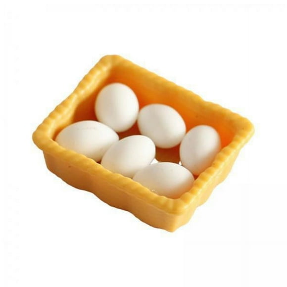 lionlar 2x 1/6 1/12 Scale Miniature Eggs Tray Model 6 Eggs Resin Doll House Kitchen Furniture Dollhouse for Baking Room Crafts Kids