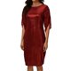 thumbnail image 3 of TaTaai Womens Round Neck Glossy Panel Chiffon Dress Short Sleeve Sheer Insert Midi Length Casual Summer Elegant Dress Gift, 3 of 7