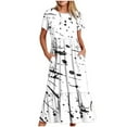thumbnail image 1 of SDNall Womens Fashion Round Neck Short Sleeve Printed Dress, 1 of 8