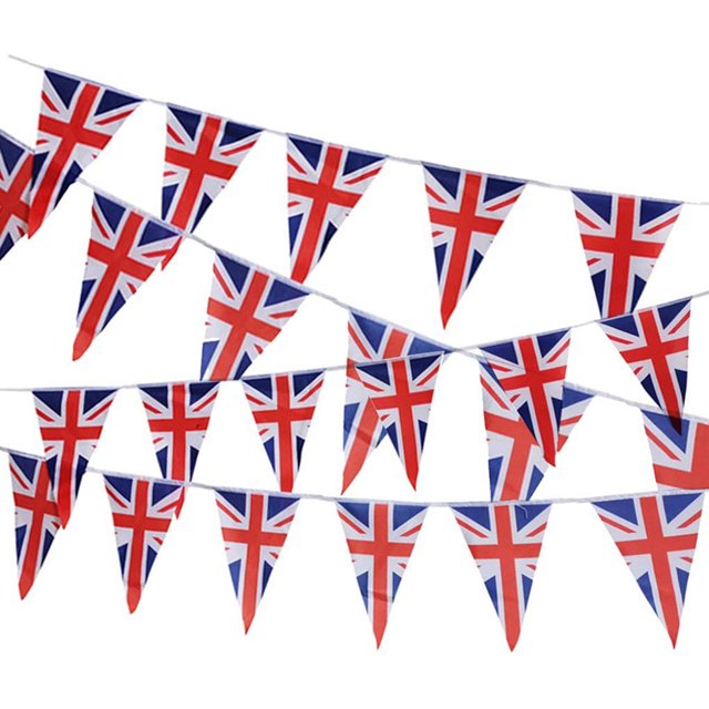 26 pies una cadena de 25 banderas temáticas del Reino Unido Union Jack banderines decoración real nacional británica