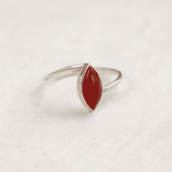 Marquise Red Carnelian Ring, 925 Sterling Silver, Simple Everyday Wear Ring, Handmade Minimalist Statement Jewelry