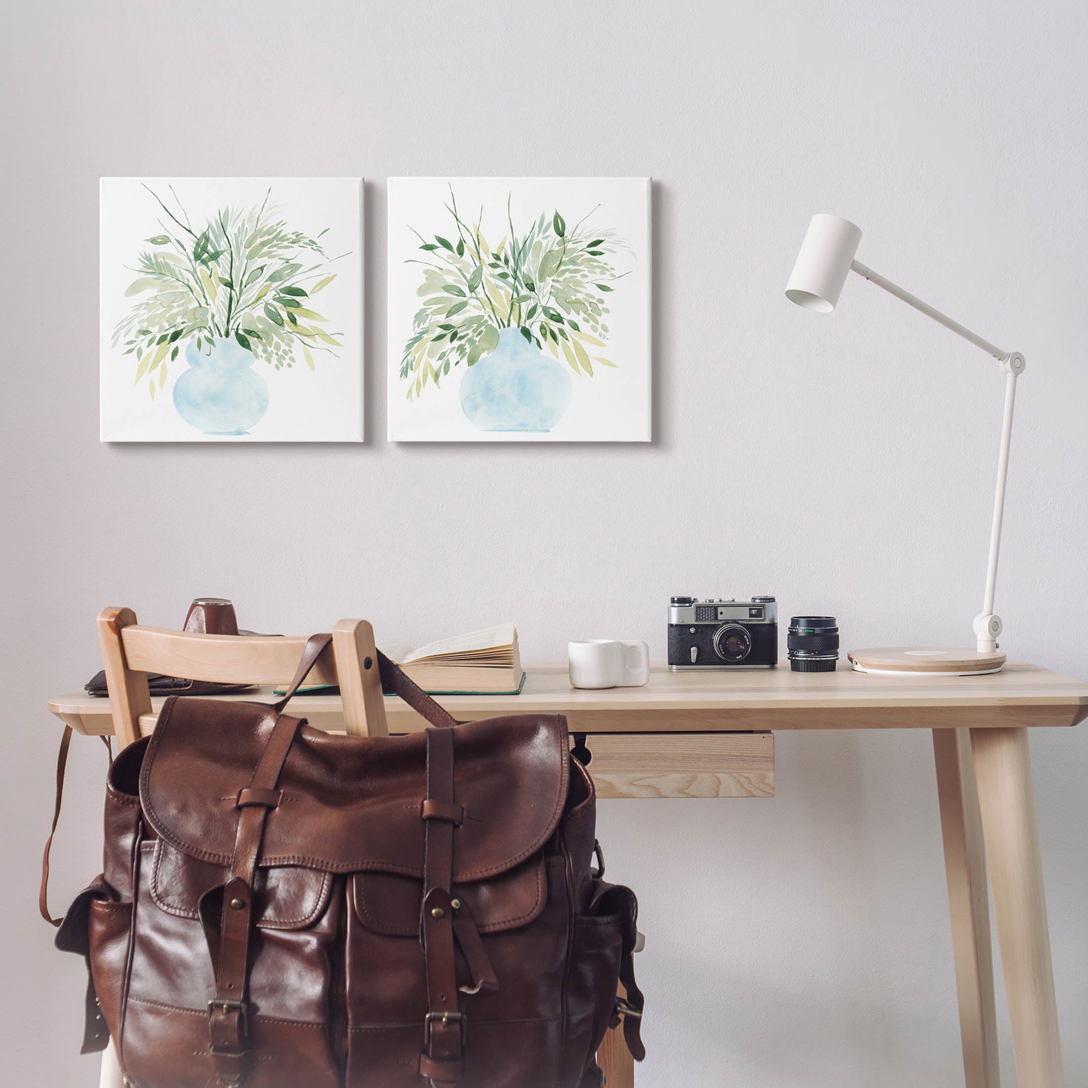 Stupell Industries Herbal Plants Watercolor Vase Graphic Art Gallery Wrapped Canvas Print Wall Art, Set of 2, Design by Grace Popp