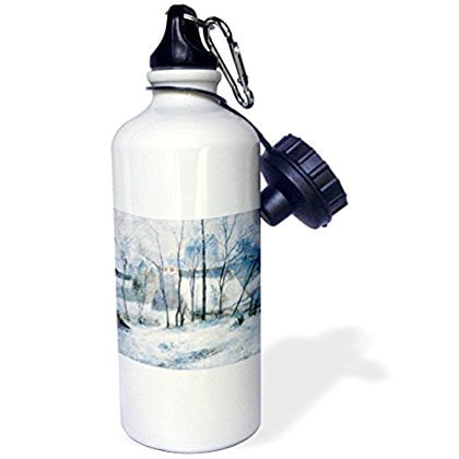 3dRose Winter Landscape, 1879 by Paul Gauguin, Impressionist Winter Scene, Sports Water Bottle, 21oz by Supplier Generic