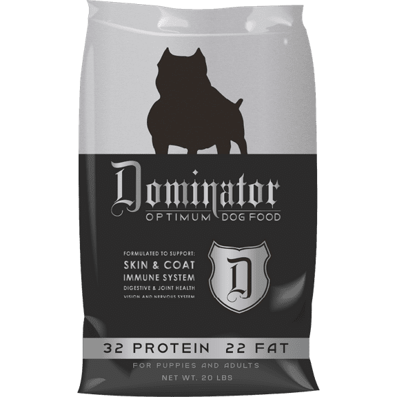 Dominator Optimum Dog Food, 32-22 for Puppies & Adults, Salmon Oil, 20lbs