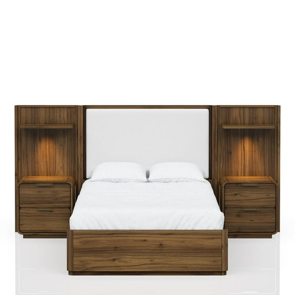 Bernards Summerfield Queen Upholstered Wall Bed in Walnut Finish
