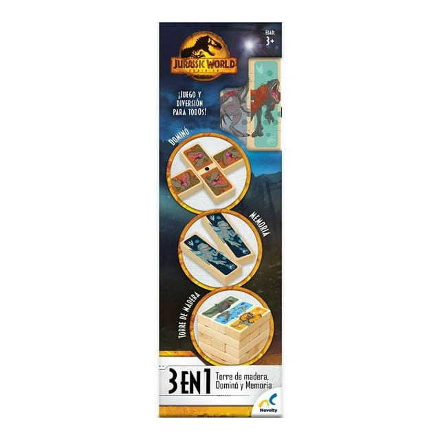 Juego De Mesa Novelty Jurassic World Dominion Torre de Madera 3 en 1