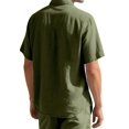 thumbnail image 3 of Men Linen Shirts Cotton Hawaiian Shirts Short Sleeve Button Down Shirts Casual Summer Beach Tops Green M, 3 of 5