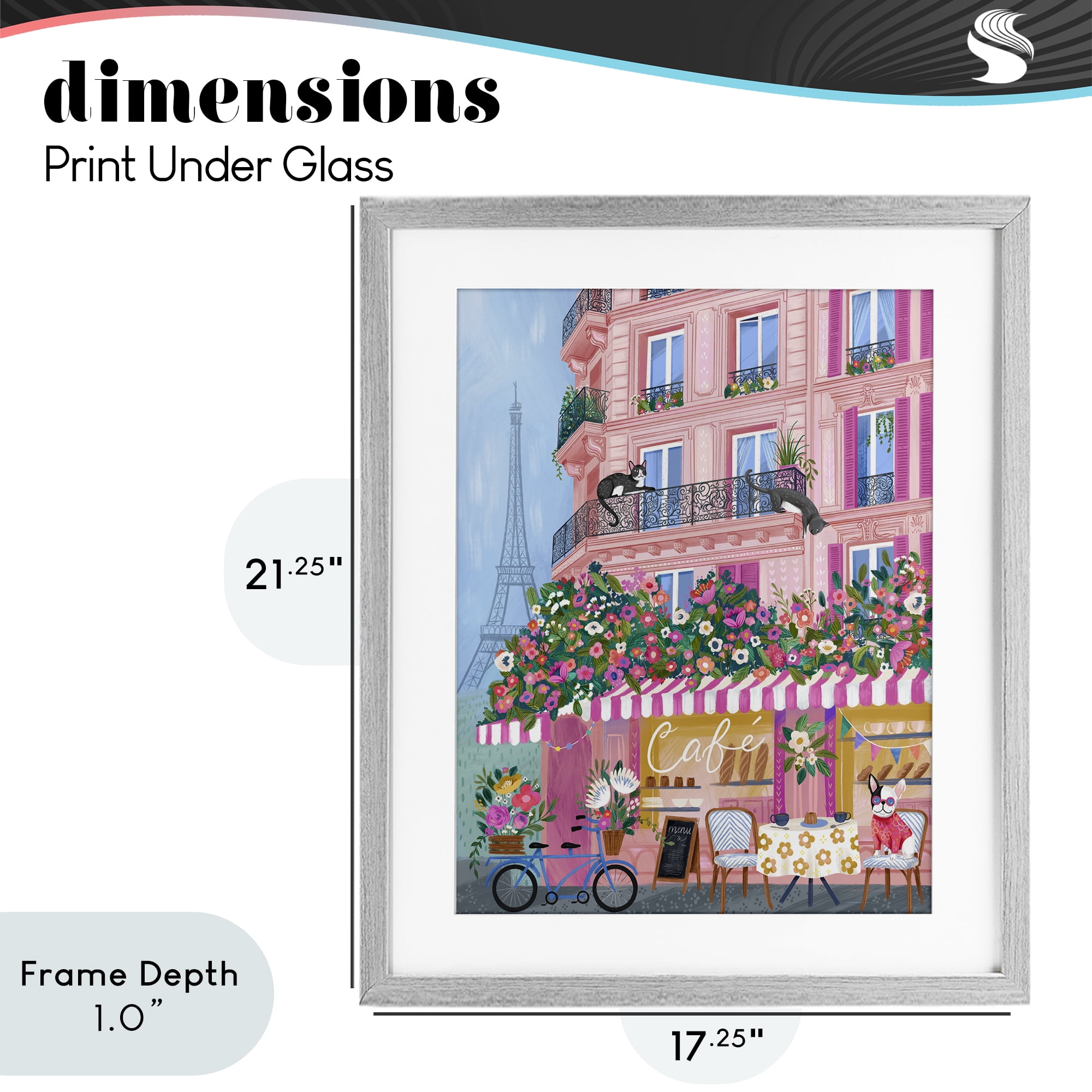 Stupell Industries Cats on Cafe Balcony Gray Framed Print Under Glass, design by Arrolynn Weiderhold