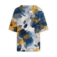 thumbnail image 5 of LYXSSBYX 3/4 Length Sleeve Womens Tops Plus Size Women's Ladies Fashion Casual Cropped 3/4 Sleeve Printing Cotton Loose Shirt Blouse Top, 5 of 5
