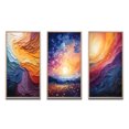 thumbnail image 2 of Designart "Lyrical Sunset Yellow Orange Abstraction II" Abstract Framed Wall Art Set Of 3 - Yellow Lyrical Abstraction Frame Gallery Set For Office Decor, 2 of 6