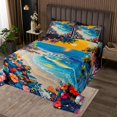 thumbnail image 2 of Erosebridal Cartoon Floral Coverlet Set King, Beach Ocean Bedding Set, Oil Printing Decor 3-Piece, 2 of 5