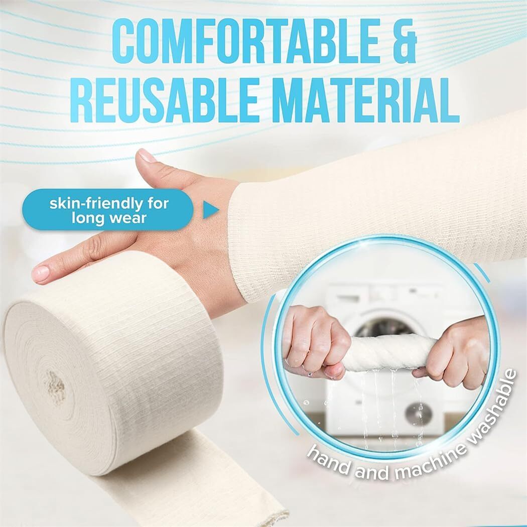 3 inch Cotton Stockinette Tubular Bandage 5.5 Yard Comfortable Arm Stockinette Tubing Reusable Elastic Bandage Sleeve for Ankles and Elbows,Arms, Legs