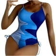 thumbnail image 2 of Tponi Athletic Swimsuits For Women One-Piece Elastic Blue Halter Swimsuits For Women L, 2 of 7
