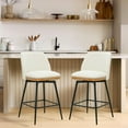thumbnail image 6 of Swivel Counter Height Bar Stools Set of 3, 26" Upholstered Linen Fabric Bar Stools with Back, Wood Trim, Upholstered Counter Chairs for Kitchen Island, Chenille White, 6 of 17