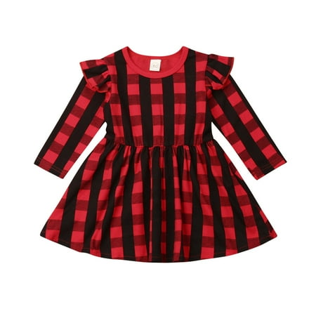 

Puloru Xmas Kids Toddler Baby Girl Red Plaids Christmas Dress Princess Party Tutu Dresses