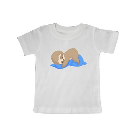 

Inktastic Cute Baby Sloth Sleeping on Blue Pillow Gift Baby Boy or Baby Girl T-Shirt