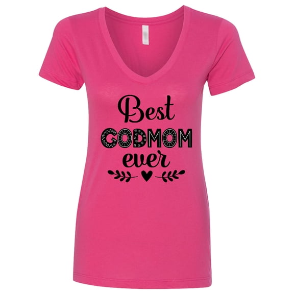 Inktastic Godmother Best Godmom Ever Women's V-Neck T-Shirt