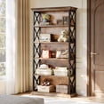 thumbnail image 6 of Finmind 71-inch Tall Bookshelf, 6-Tier Industrial Bookshelves and Bookcases, Freestanding Display Shelves for Living Room, Bedroom, Brown & Black, 6 of 7