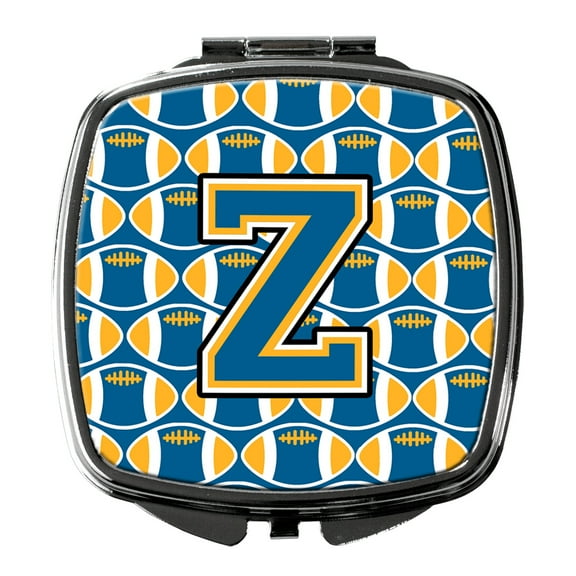 Letter Z Football Blue and Gold Compact Mirror CJ1077-ZSCM