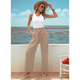 thumbnail image 4 of Pantalones Anchos de Salón para Mujer, Color Caqui, Talla XXL, 4 of 8