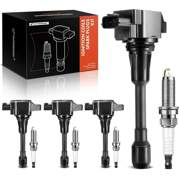 A-Premium Ignition Coils And Spark Plugs Set, Set of 4