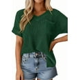 thumbnail image 5 of PRETTYGARDEN Women's Spring Short Sleeve Sweaters Lightweight V Neck Casual Going Out Summer Tops Beach Vacation Clothes, 5 of 10