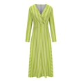 thumbnail image 4 of miqiqism Women's 2024 Fall Dresses Comfy Long Sleeves Casual Dresses V-Neck Semi Formal Party Dress with Pockets Juniors Boho Striped,Green,X-Large, 4 of 5