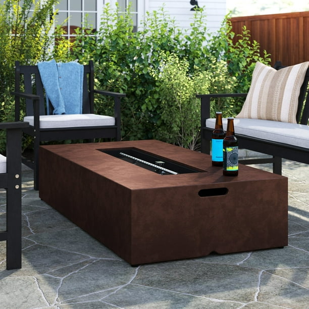Scullion Compact Concrete Propane Fire Pit Table Is This Safe For Use On Wooden Deck Can Be Placed Directly Exterior Material Com Scullion Compact Concrete Propane Fire, Can You Put A Propane Fire Table On Wooden Deck