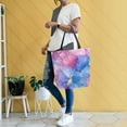 thumbnail image 4 of FORMRS Womens Canvas Tote Bag with Zipper Inner Pocket Shoulder Handbag, Watercolor Blue Marble Pattern, 4 of 7