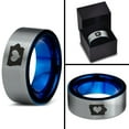 thumbnail image 4 of Tungsten Iowa Hawkeye State Heart Band Ring 8mm Men Women Comfort Fit Blue Flat Cut Brushed Gray Polished, 4 of 4