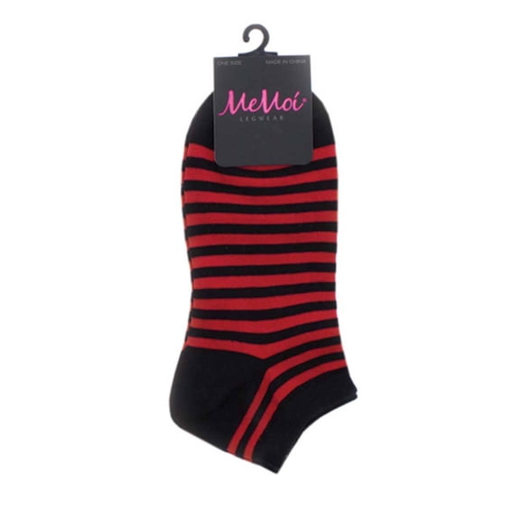 MeMoi MonoStripes Soft-Fit Cotton Blend Low-Cut Socks - Womens - Female, One Size, Chili Pepper