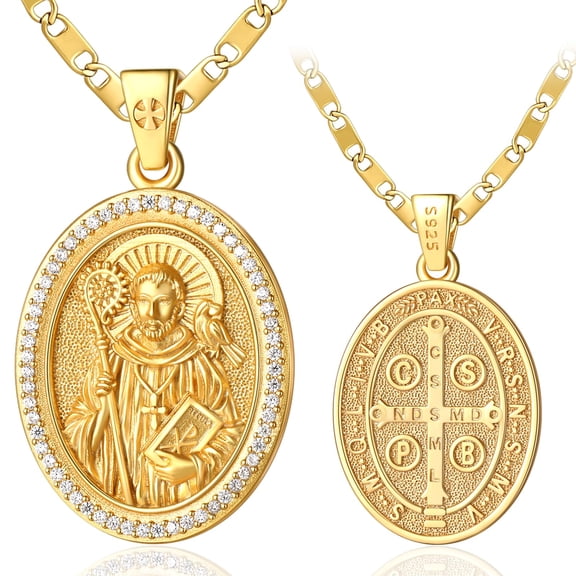 TANGPOET Saint Benedict Medal Necklace Protection Necklace for Women