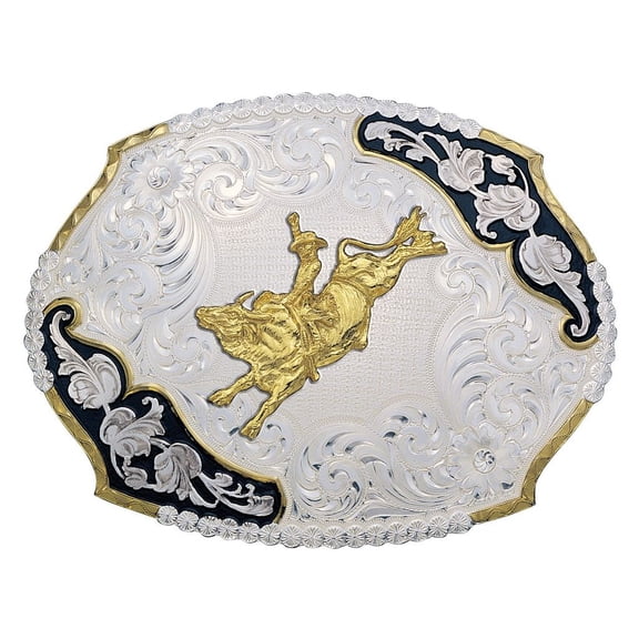 Montana Silversmiths Antique Leaves Bull Rider - Acc Buckle  - 3810-528-Bk