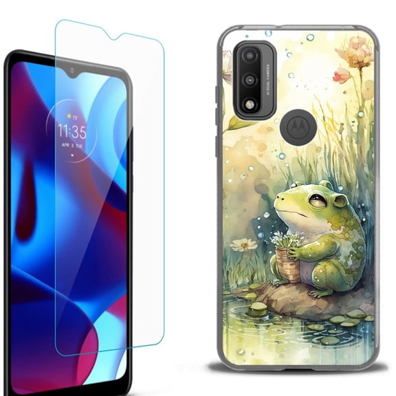 Slim-Fit Fashion Phone Case for Motorola Moto G Pure, with Tempered Glass Screen Protector, by OneToughShield ® - Forg