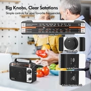 Multi-Band AM/FM/SW1-2 Radio Transistor Radio AC or Battery Operated with Best Reception Big Speaker and Precise Tuning Knob with AUX in & 3.5mm Earphone Jack BLACK