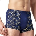 thumbnail image 5 of rygai Seamless Mid Rise Modal Boxer Underwear Fashionable Print U-Bump Male Panties for Inside Wear,Blue 5XL, 5 of 8