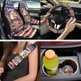 thumbnail image 7 of HUIACONG Car Interior Accessory Kit, with Car Armrest Cushion Key Ring Steering Wheel Cover, 14 Pcs Vintage American Flag Car Seat Cover Set, 7 of 7