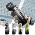thumbnail image 1 of Double Drinking Water Cup | Fitness Sports Kettle with Straw & Direct Mouth | Tea Water Separation | Leakproof Plastic | 23.3x8.3cm Portable Large Capacity | White Brown Green, 1 of 6