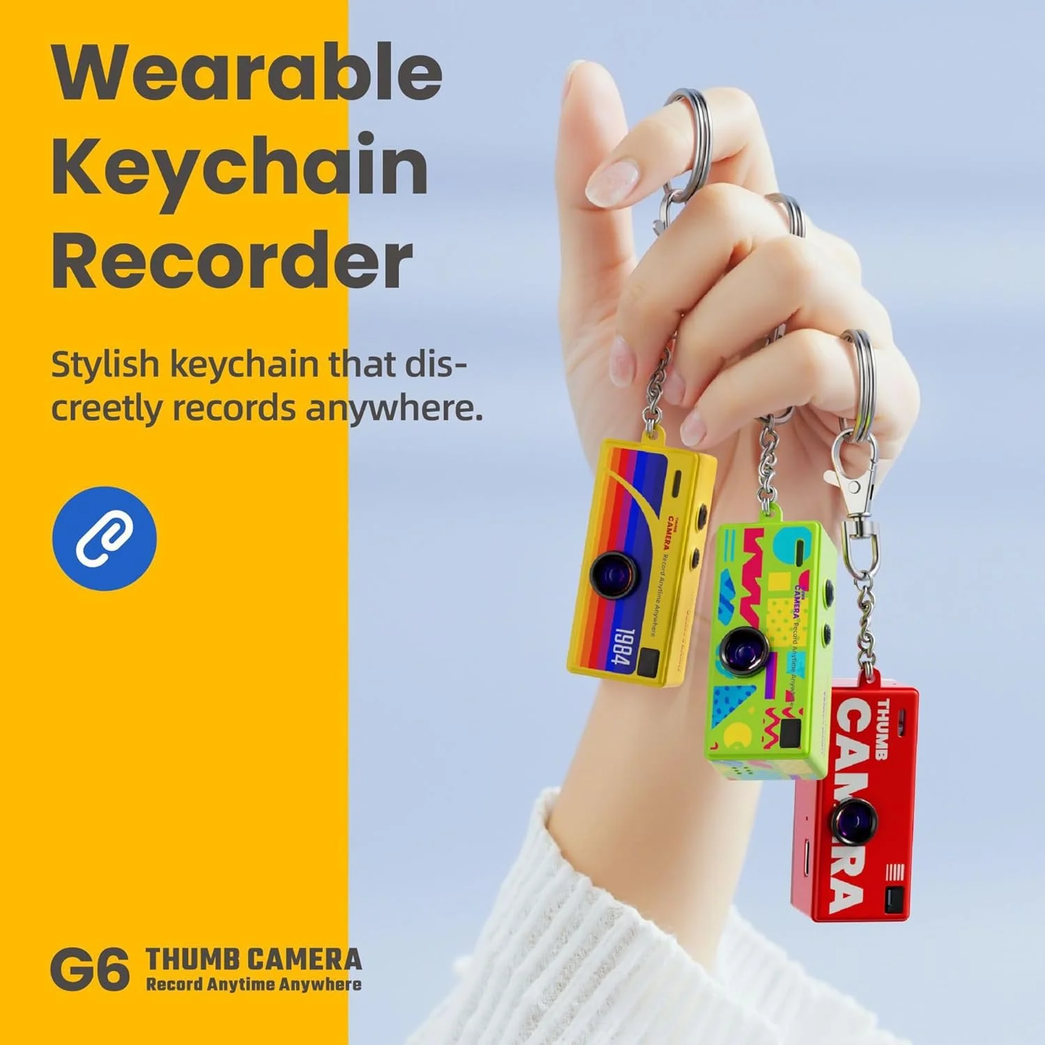 1984 Retro Mini Thumb Camera Keychain, Nostalgic Pocket-Sized Camera Accessory, Portable Vintage Keychain Cam(white)-No Memory Card Included