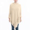 thumbnail image 3 of Girls Autumn And Winter Solid Color Hedging Knitted Shawl Cloak With Hood Coat, 3 of 4
