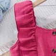 thumbnail image 7 of CUZIBR Girls Sleeveless Jumpsuit Ruffle Trim Romper Ruffles Solid Color High Waist Pleated Button Front Long Suspender Trousers Square Collar Fashionable Cozy Overall Outfits,Hot Pink,7-8 Years, 7 of 7
