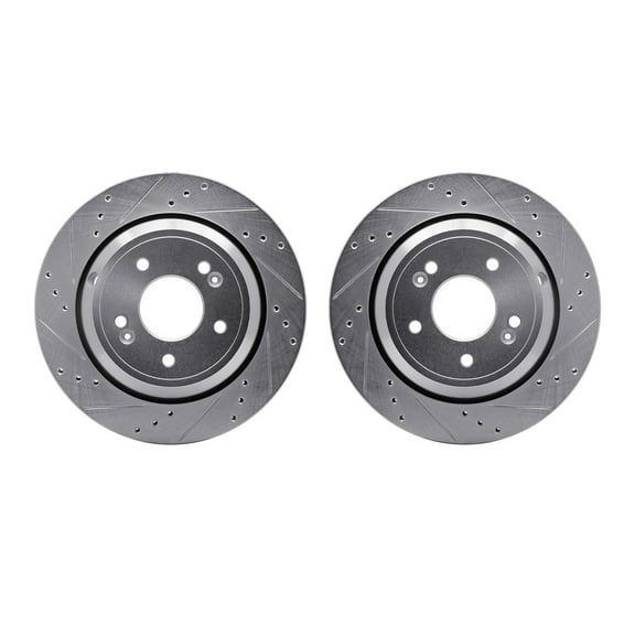 Dynamic Friction Company Rear Brake Rotors-Drilled and Slotted-Silver 7002-03045
