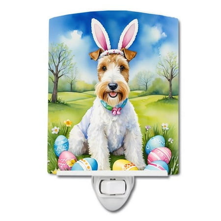 

6 x 4 in. Fox Terrier Easter Egg Hunt Ceramic Night Light