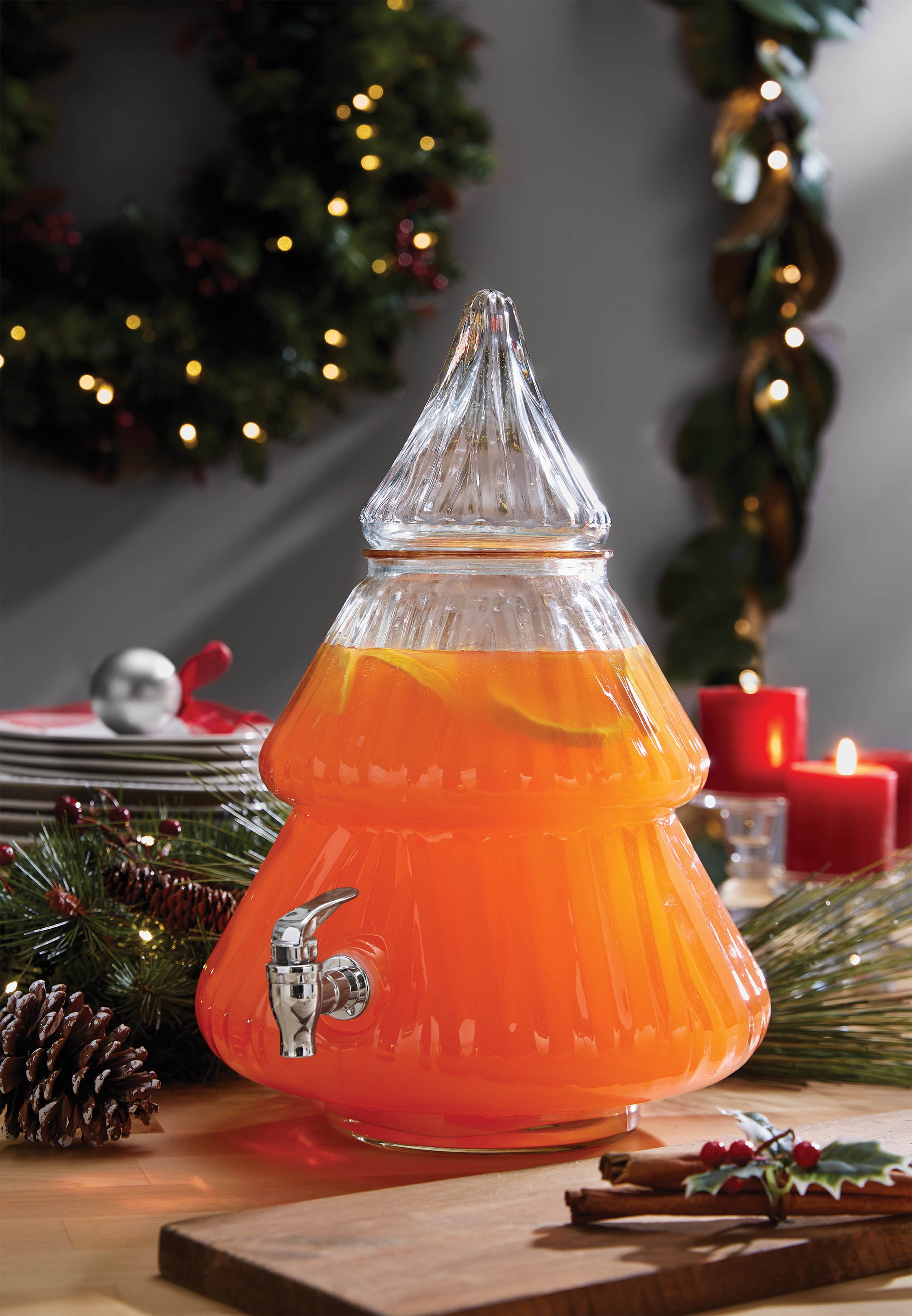 Blown Glass Christmas Tree Figural Drink Dispenser - World Market