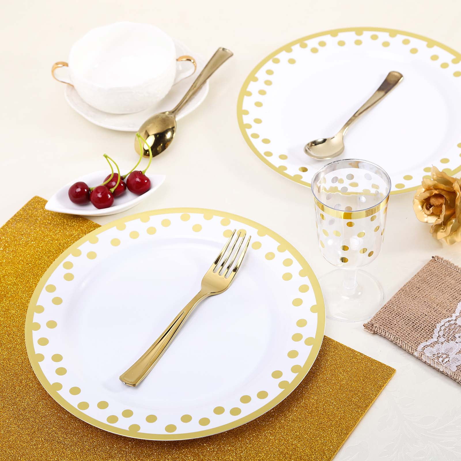 Efavormart 12 Pack 10" White Disposable Round Salad Dessert Plates With